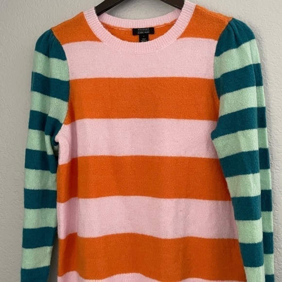 HALOGEN x Atlantic-Pacific Mix Stripe Puff Sleeve Sweater Small - Picture 3 of 8